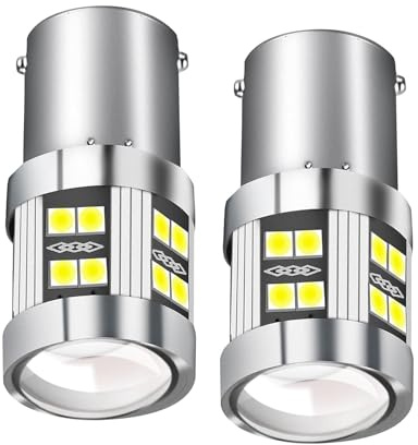 MADGININE P21w Led Bulb 2 Pack Led Reverse Light Bulbs, 1156 Ba15s LED Bulb White 6000K 6W 12V-24V DC10-30V Super Bright for Reversing Lights,Brake Drl Lights,Rear Fog Lights (Pack of 2)