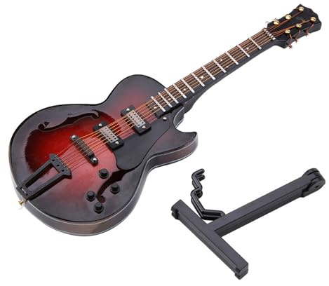 Miniatyrgitarr, Minigitarrdekor Klassiska miniatyrgitarrer Samlarföremål Miniatyrmusikinstrument Replika med stativ och fodral Basträ Minigitarrprydnad Julklapp (18 cm modell)