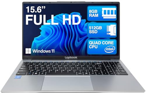 15.6 Full HD Laptop - 8GB RAM 512GB SSD, Windows 11 Home OS, J4125 Quad-Core CPU, AC WIFI, RJ45, Integrated Webcam - S15 N2 15 Inch Lightweight Laptop
