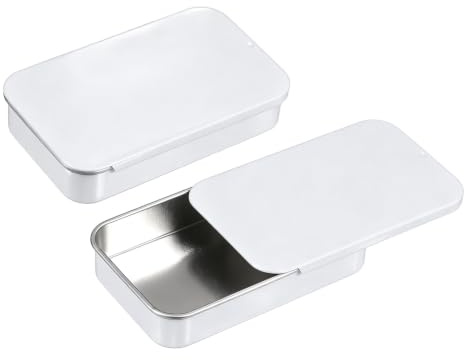 QUARKZMAN metallburkar med lock, 2 st. Liten plåtburk 80 x 50 x 15 mm metallburk för godis och små föremål – vit