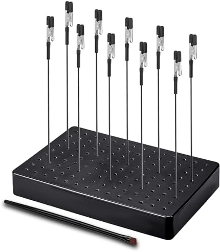 Ruimooto 10 modélisme Pinces Crocodiles, 1 Brosse et 1 Base. Troisième Main Robuste et Stable. Idéaux pour Le modélisme, Les Circuits imprimés, Le soudage et Le Bricolage