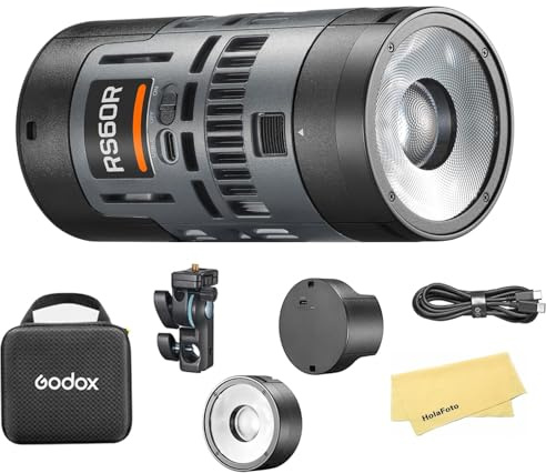 Godox RS60R RGB LED Monolight con Controllo Bluetooth e DMX,1800K-10000K CCT,95+CRI,95+TLCI,Ingresso USB-C da 60 W,14 Modalità FX,Design Compatto per Studio Creativo, Fotografia, Illuminazione in Loco