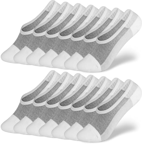 AOOWU Calcetines Invisibles, 7 Pares Tobilleros Transpirables, Calcetines Cortos Verano Antideslizantes con Talón de Silicona, Invisibles de Corte Bajo para Mujer y Hombre