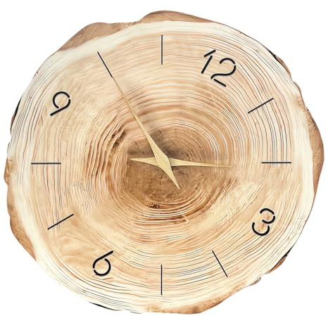 Lerpwige Orologio da parete silenzioso con venature del legno, funzionamento a batteria, con anelli annuali, stampa per camera da letto, cucina, ufficio