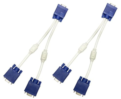 Operitacx Cable Adaptador Divisor Vga 1 Entrada 2 Salidas para Monitor y TV, 0.3 Metros, 2 Unidades, Cable de Vídeo Amplificador, Compatible LCD, Uso en Electrónica y Computadoras, Color