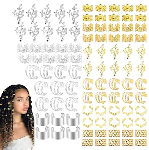 JYNXOR Accessori Capelli,100 Pezzi Gioielli Donna,Gioielli Dreadlocks Trecce Clip,Dreadlock Perline Clip a Spirale,Gioiellis Dreadlocks da Donna,Accessori Decorazione per Donne e Uomini