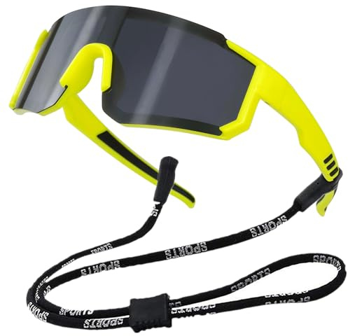 COOLSOME Youth Kids Baseball Sunglasses with Strap Flexible Polarized Softball Cycling Sport Sunglass for Boys Girls Age 6-12 (yellow)