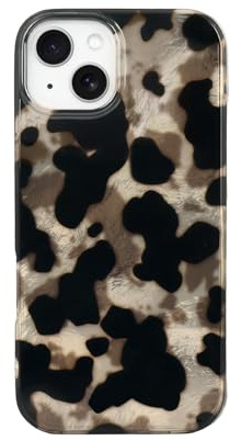 Reownest Kompatibel mit iPhone 13/iPhone 14 Hülle, Niedliches Schwarz Gold Gepard Leopard Muster Design, Weiche TPU Stoßfeste Schutzhülle Bumper Ästhetische Handyhülle – Schwarz