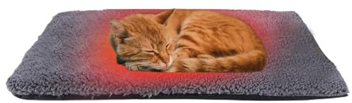 Uppvärmd kattsäng - 61 x 45 cm | Sammets kattkudde - värmedyna för husdjur Tyst tvättbar Perfekt för soffgolv Utomhusresor Camping picknick