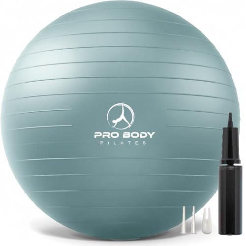 ProBody Pilates Yoga Ball - Fresh Colors Exercise Ball for Stability, Pregnancy, Workout, Physical Therapy & Birthing, Balance Ball Chair (Mist, 65 cm)