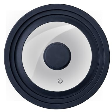 Fackelmann Couvercle universel en verre Ø16, Ø18 et Ø20 cm avec bord en silicone, valve vapeur et bouton ergonomique Soft Touch - Couvercle pour casseroles et poêles