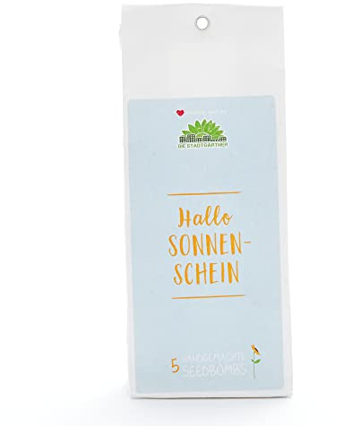 Die Stadtgärtner – Seedbombs „Hallo Sonnenschein“ I 5 handgemachte Samenbomben mit 25 Sorten Blumen-, Gräser- & Kräuter-Saatgut I Ökologisches Saatgut, min. 2 Jahre haltbar