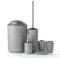 JOTOM Juego de Accesorios de Baño 6 Piezas,Cubo de Basura,Jabonera,Dispensador de jabón,Vaso,Vaso para Cepillo de Dientes y escobilla (Gris)