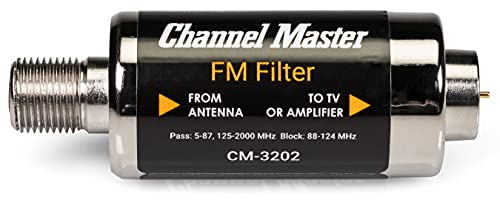Channel Master FM Filter – Reduces Pixelation & Signal Issues from FM Interference, Indoor/Outdoor Use, Built-in O-Ring for Weather Protection, Enhances OTA Digital HDTV Signal Quality