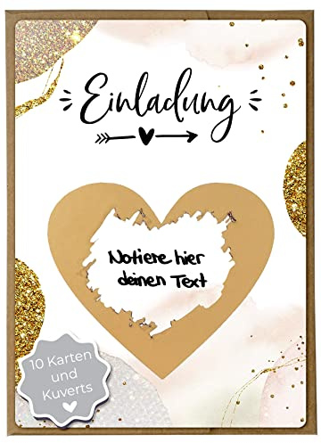 Joli Coon 10 Luxus Rubbellose Einladung, mit Kuverts | 350g Designerpapier, fühlbare UV-Lack-Veredelung, für persönliche Einladungen, Premium-Papeterie