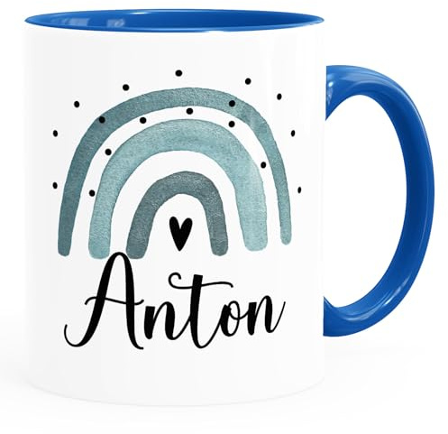 SpecialMe® Kinder-Tasse Regenbogen Rainbow Boho personalisierte Namenstasse aus Keramik für Kinder Jungen Mädchen Inner-royal Keramik-Tasse