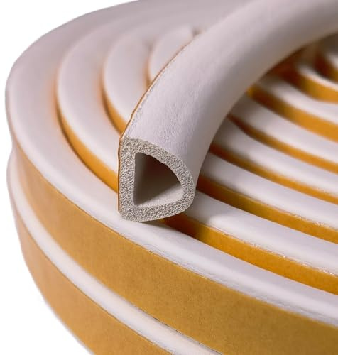 Weather Stripping Door Draft Stopper for Doors/Windows 18 Feet, Self-Adhesive Backing Seals Medium Gap (from 1/4 inch to 3/8 inch), Easy Cut to Size #502 White