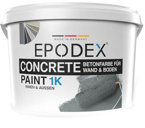 EPODEX 1K Concrete Paint, Walls & Floor Paint, 1kg - Sage | High Coverage, UV and Abrasion Resistant, Indoor & Outdoor Without Permanent Water Contact - 8m² per coat
