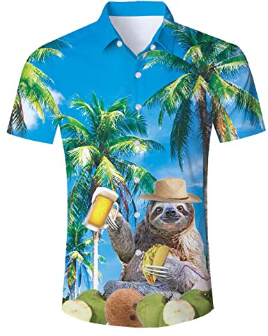 TUONROAD Hawaii-skjorta för män, 3D-tryck, skön kortärmad skjorta med knappar, Hawaiiskjorta, M–XXL, XXL