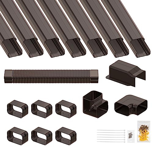 Air Jade Juego de mini línea dividida de 25 pies, kit de cubierta decorativa de PVC de 4 pulgadas para aire acondicionado mini split sin conductos, sistema de bomba de calor y aire acondicionado
