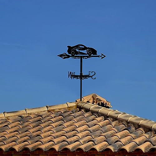 SUPERDANT Wetterhahn Fahrzeuge Wetterfahne Dach Garten Wegweiser Fahrzeuge Wetterhahn für Garten Geschmiedete Wetterfahnen Dachmontage Bauernhaus Außenbereich Rasen Dachgarten