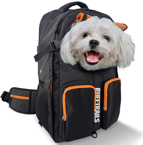 Miracle Pets Rufftrails Mochila para Perros de Senderismo - hasta 9kg - Mochila Transportin Perro Pequeño Impermeable con Correa de Seguridad, Buena Ventilación, Viajes y Senderismo