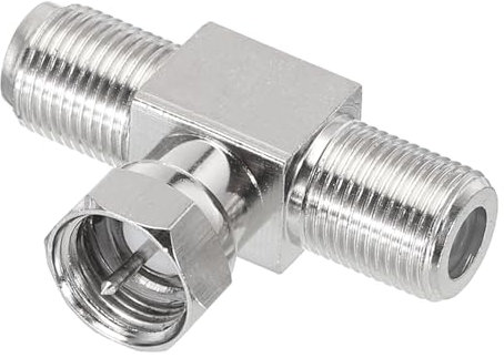 sourcing map 3 Way Coaxial Connector F Male to 2 F Female Adapter 75 Ohm RG6 Waterproof for Antenna, TV, Video, Satellite Receiver, Cable Box, VCR, DVD Player