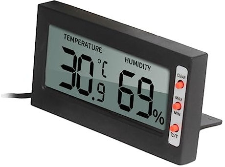 Angoily Thermomètre Hygromètre Numérique Pour Reptiles Avec Affichage Lcd Mesure Température Humidité Intérieure Et Extérieure Pour Terrarium Et Aquarium