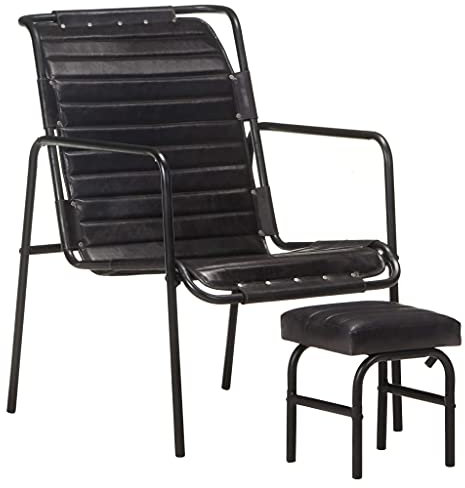 FUDUGEHMIOFWFJJ Lounge Sessel,XXL sitzsack,schaukelstuhl,Relaxsessel mit Fußhocker Schwarz Echtlederrelaxsessel,lesesessel,Sessel,stillsessel,