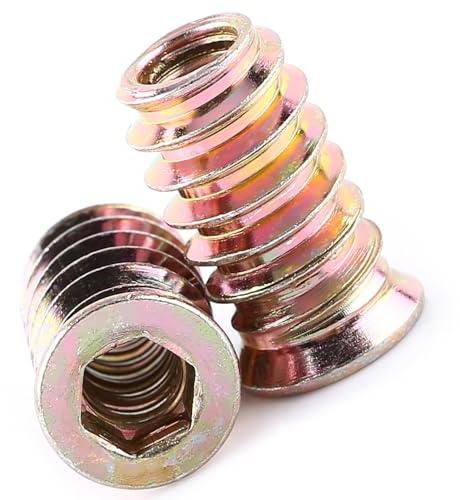 Tuercas de Inserción Hexagonales de Acero Al Carbono de 20 Piezas, Tuercas Roscadas para Muebles de Madera, Insertos de Madera Roscados Métricos (M6*20mm)