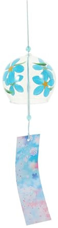 POPETPOP Glas-Windspiel Japanischen Stils Handgefertigtes Windspiel Aus Glas Windspielglocke Für Innendekoration Geschenkidee Für Freunde Familie Eltern Glockenblumen-Muster