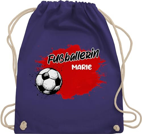 Turnbeutel Rucksack - Fußball - Fußballspielerin Design | Individuelles Fußballerin Geschenk - Unisize - Lila - sportbeutel kinder stoffbeutel kindergarten geschenke+für+fußballfans beutel