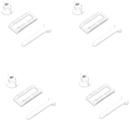 Ruimou 4 tuercas de perno con bisagras para asiento de inodoro (rectangulares), bisagra de plástico para asiento de inodoro, agujero ciego, se adapta a la mayoría de asientos de inodoro divididos,