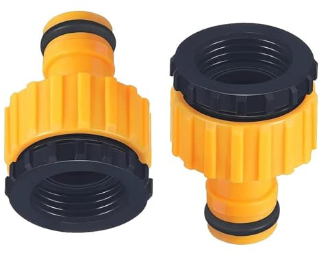 Aczyqws 2 Pack Hose Tap Connector 3/4 inch and 1/2 inch BSP 2in1 Plastic Outdoor Graden Hose Tap Connector Threaded Faucet Adapter