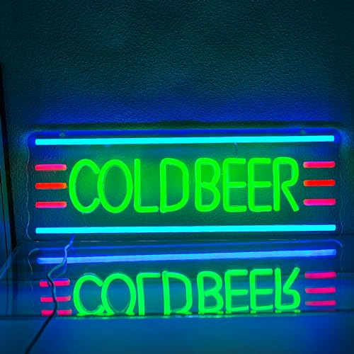 LMSIGNLY Kaltes Bier Neon Schild Dimmbares Neon Beer Licht für Männerhöhle Bar LED Schilder für Bier Bar Pub Schlafzimmer Heim Shop Club Bistro Wanddekoration