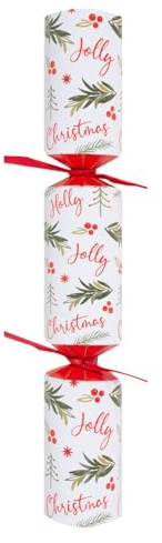 YöL Box of 50 White Holly Christmas Crackers Bulk Catering Party Celebration 11 Xmas Restaurant School Hotel