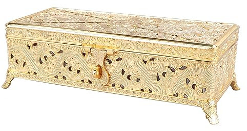 EALRIDV Schmuckkästchen, weicher Samt, Vintage-Muster, Vintage-Sachen, Vintage-Accessoires, Vintage-Ringkästchen, Schmuckkästchen, für Ringe, Ohrringe, Uhren, Halsketten, Ohrringe, (Gold)