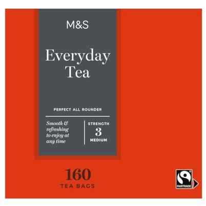 M&S Everyday Tea Bags, Medium Strength 3, Fairtrade, 160 Count, Pack of 2X