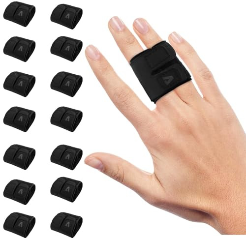 Vanzen Finger Splint (No Metal Support), 14PCS Upgraded Neoprene Finger Sleeve/Brace for Arthritis, Tendonitis & Pain Relief, Adjustable Compression for Sports Injury Relief (Basketball, Tennis, Volleyball, Badminton, Golf) – Single Finger Design - M