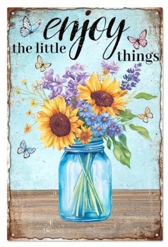 WADORN Vintage Sunflower Bouquet Metal Tin Sign, 7.8x11.8 Inch Funny Retro Gardening Tin Sign Gardener Gift Wall Art Plaque Decor Outdoor Spring Poster Decor for Garden Yard Porch Home Decorations