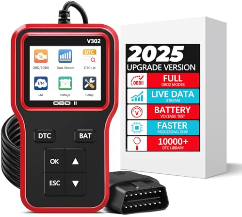 Obd2 Scanner with Battery Tester, Enhanced fixd car Diagnostic Tool Code Reader for Cars and Trucks Check Engine Light Reader Clears Vehicle Error Codes for All OBD II Since 1996