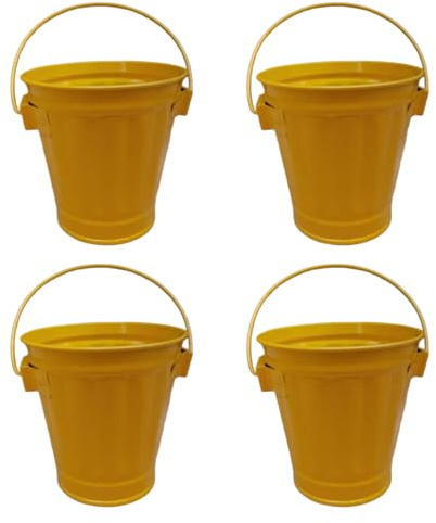 Confezione da 4 secchi colorati da giardino adatti per piantare e organizzare la casa, composizioni floreali, snack in metallo, secchio per servire la casa