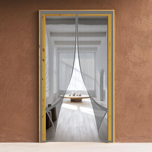 Magnet Fliegengitter Tür 75 x 215 cm Starken Magneten Magnet Insektenschutz Tür für Balkontür Wohnzimmer Und Terrassentür, Grau