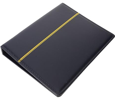 Lurrose Blue Pu Stamp Album with Display Pages and External Protection, Loose-leaf Money Collection Pages for Banknotes and Postcards, for Gatherings and Exhibitions