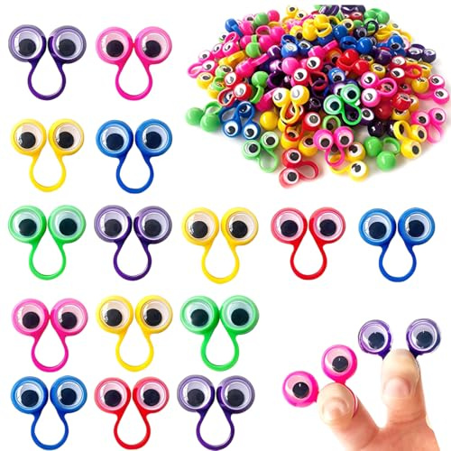 ZORVYN 50 Pezzi Giocattoli da Dito, Pupazzi da Dito con Occhi, Giochi per Feste di Compleanno e Halloween, Regali per Feste per Bambini (Colorati)