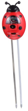 MOTHNUR Tester per Terreno 3 in 1 a Forma di Coccinella per Giardinaggio e Prato, Misuratore di Ph, Umidità e Luce, Leggero e Portatile per Piante in Vaso e Uso Esterno