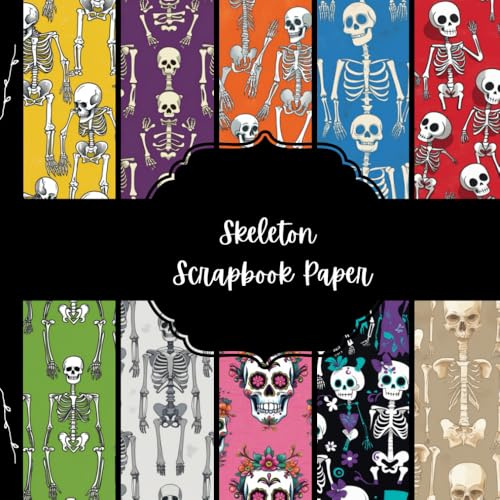 Skeleton Scrapbook Paper, Halloween Junk Journal Paper, Spooky Decorative Paper, DIY Projects, Origami, Collage Sheets, Decoupage Paper, 10 Designs, Double Sided