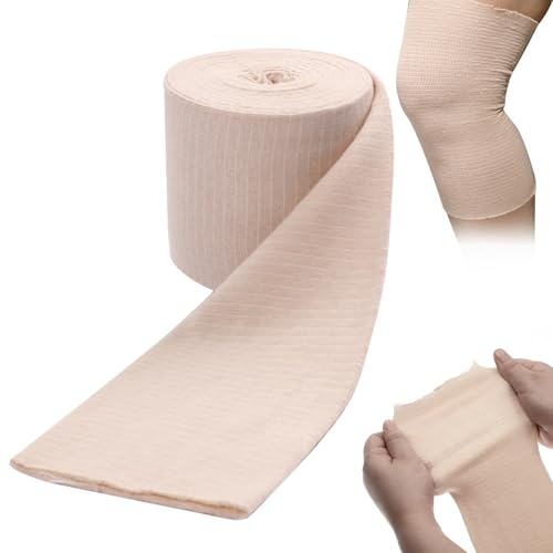 LJBTLQ Elastische Bandage Sport Kompressionsbandage Größe F Atmungsaktiv Schlauchbandage Elastisch Stützverbände für Oberschenkel Knie Bein Arm, 10 cm x 5 m
