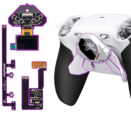 eXtremeRate Spark Kit Paletas Traseras para ps5 Mando 4 Botones Programables Gatillos Clicky con Tope y Grips Ergonómicos con Pantalla OLED para ps5 Control BDM-030/040/050/060 (Blanco & Negro)