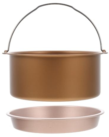 ANDRESLAD Teglie Antiaderenti per Forno ad Aria Padelle Rotonde per Pizza e Cheesecake Carbonio Premium per Cottura di Piatti e Dolci Basso Contenuto di Grassi